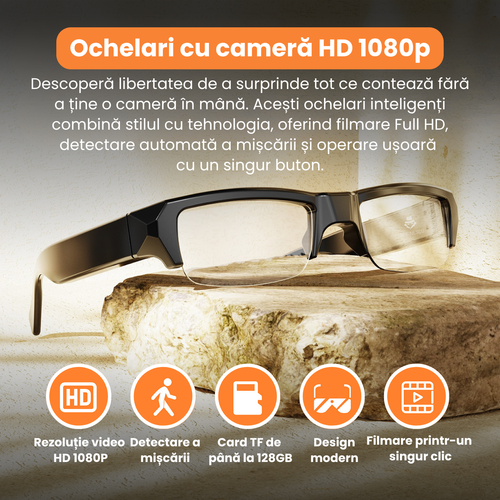 Ochelari smart cu camera Full HD